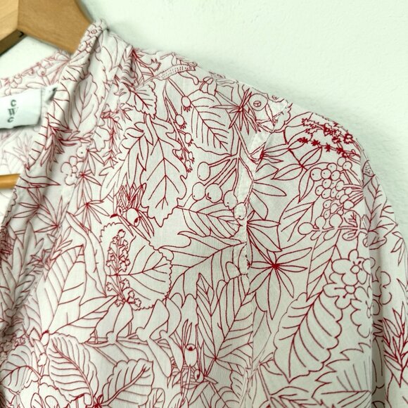 Cherry Print Long Sleeve Blouse Womens‎ Size XS Tie Neck Preppy Whimsical Casual - Picture 2 of 7